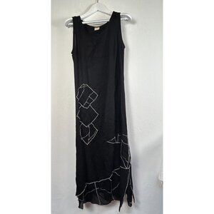 Tara Vao Womens Shift Dress  Black Patchwork Sleeveless Midi Whimsigoth Size 3